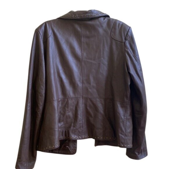 John Paul Richard Brown Genuine Lamb Leather Studded Womens Jacket XL - Picture 4 of 4
